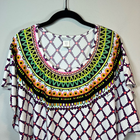 Trina Turk Women's Kon Tiki Colorful Print Swim Cover Up Tunic Beach Dress Large - Picture 4 of 14